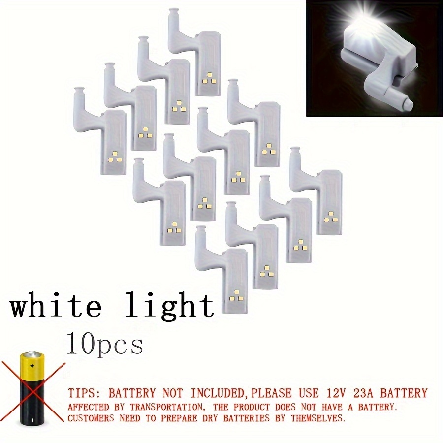 TEMU Lot de 10 lampes HOTU à détecteur de mouvement pour charnières de meuble avec lueur blanc chaud, veilleuses à piles adaptées pour cuisine,
