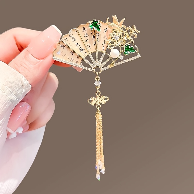 

1pc Chinese Tassel Brooch, Artificial Crystal, Accessory For Daily & Gift