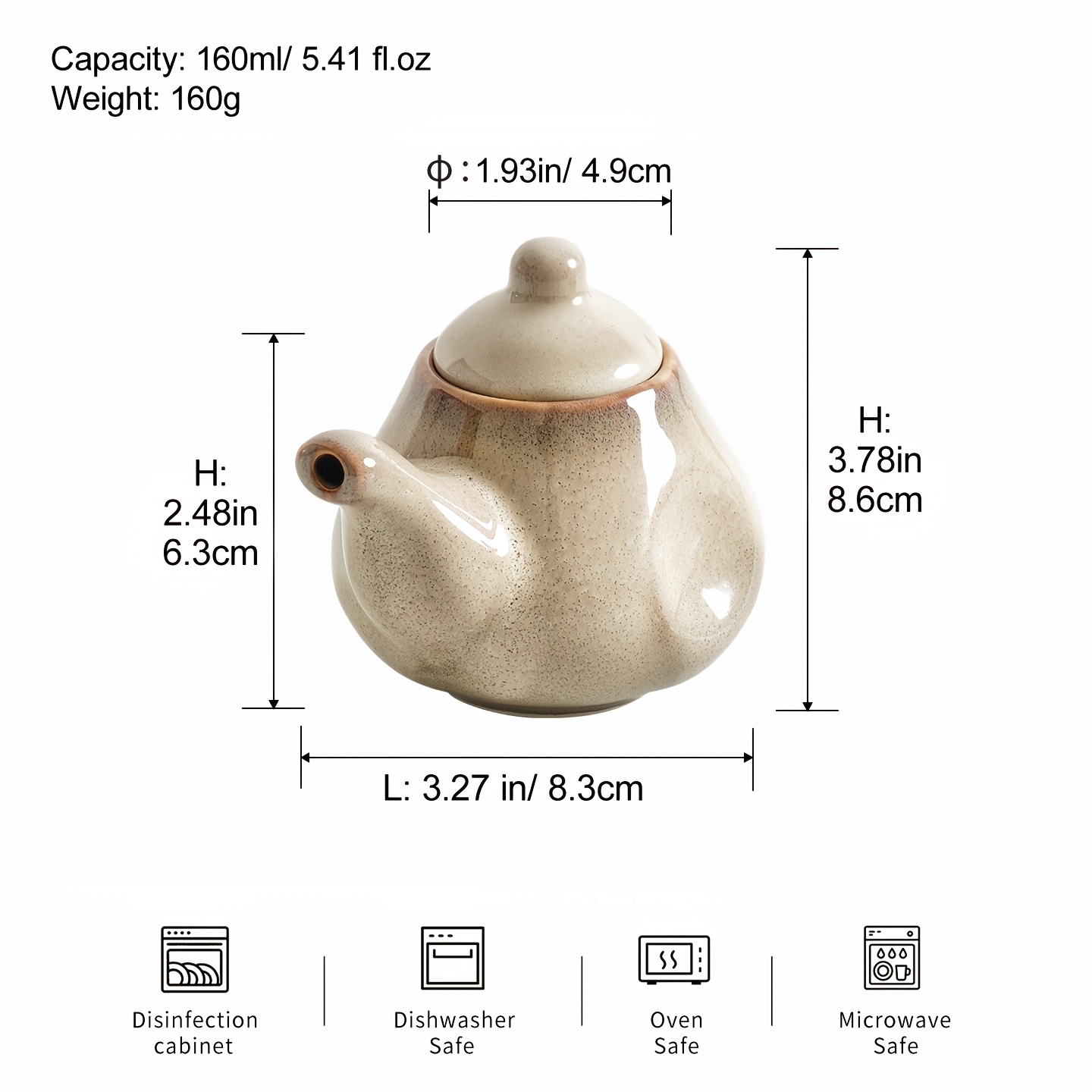 TEMU 1pc Individual High Aesthetic Home Kitchen Utensil Seasoning Pot, Japanese-style Ceramic Soy Sauce Dispenser With Lid, Drip Proof Seasoning