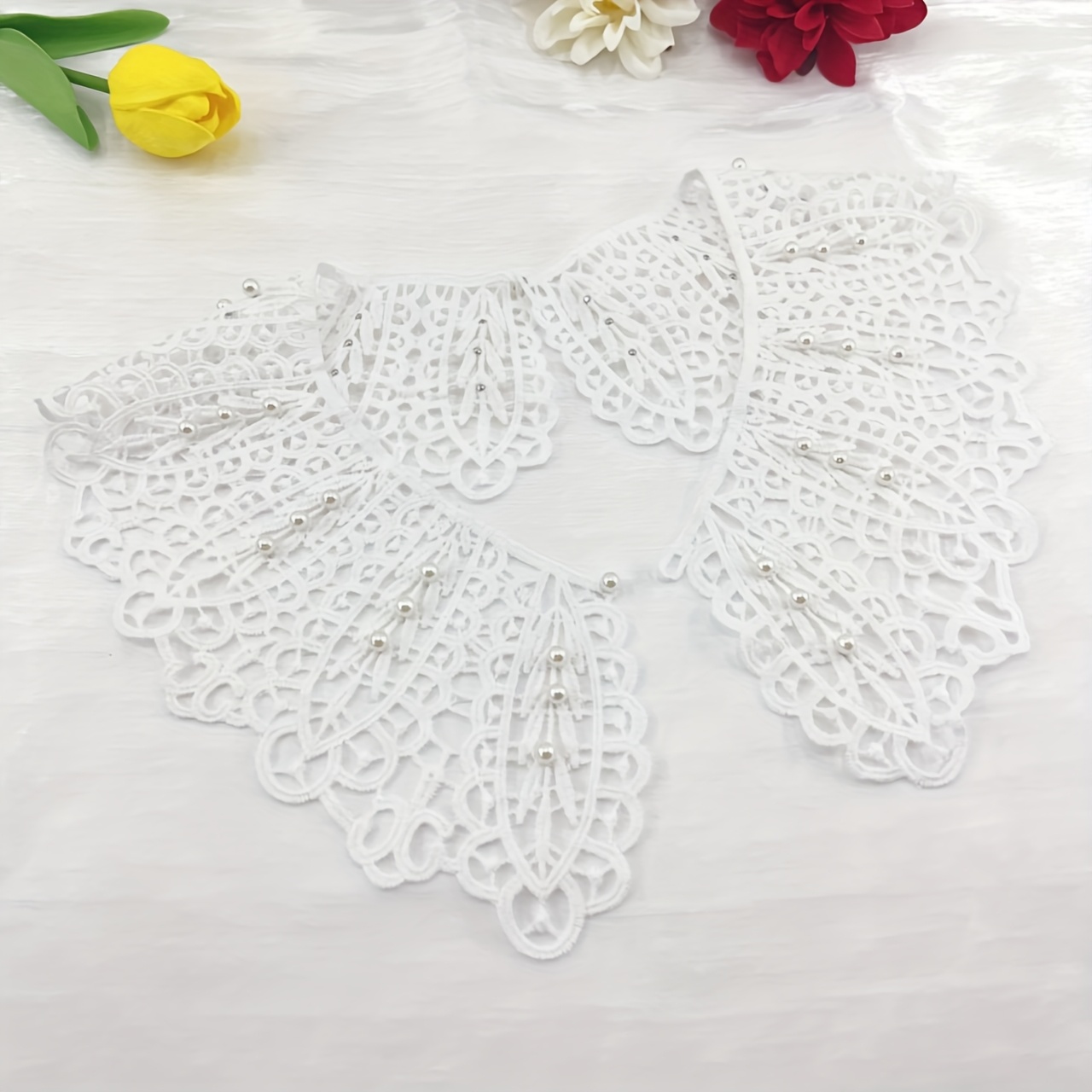 1pc Leaf Pattern Shirt Women's Clothing Additions - Lace Collar Lace - Hollow Lace False Collar