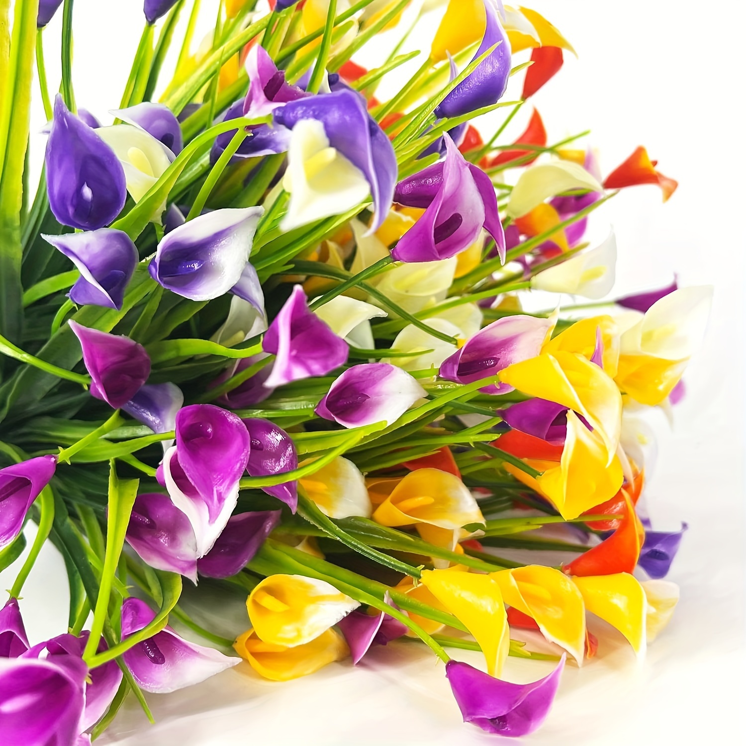 8束 人工 フェイクフラワー 屋外 UV耐性 スイセン 植物 植物 屋内外 ハンギングプランター ホームガーデン装飾 パープル 8束シミュレーションスイレン屋外人工花 紫外線耐性と色あせない人工