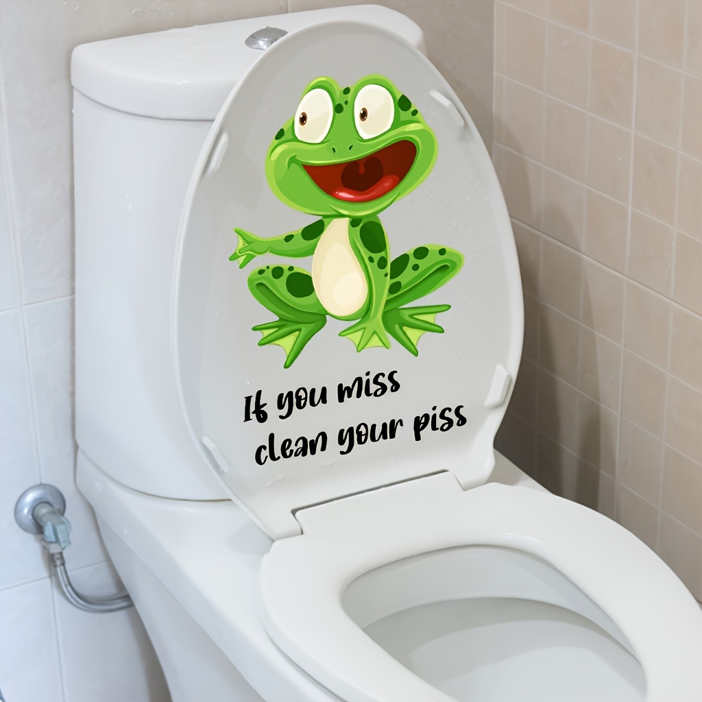 

2p Cartoon Toilet Lid Decal - Vibrant Green Frog Design, Self-adhesive, Removable, - Fun Wall Decor For Washroom, Porch, Living Room, Bedroom, Office, Dormitory, Perfect For Home Decoration