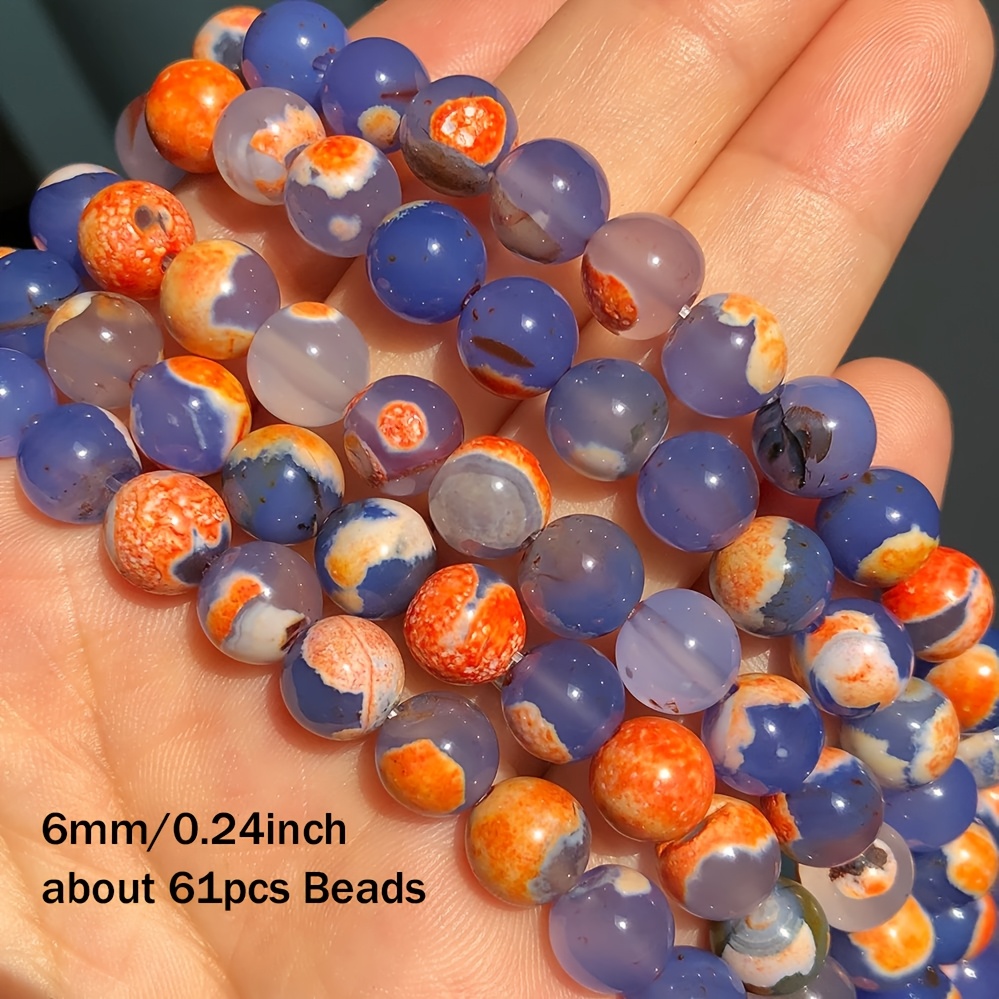 Image of Natural Stone Orange Agates Onyx Round Loose Beads For Jewelry Making 15''inches 6/8/10mm Bracelets Necklace