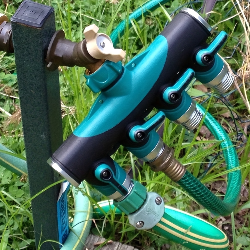 

4-way Garden Hose Splitter, 3/4" Pipe Diameter, Plastic Body With Metal Handle, Eu Standard Connector Thread, Outdoor Faucet Ball Valve Manifold Adapter