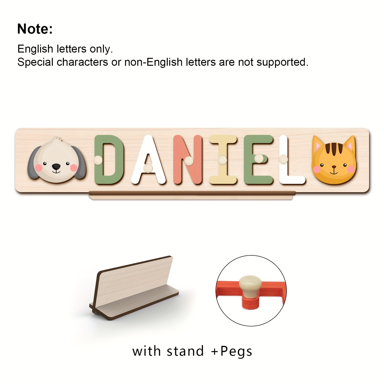 Custom Personalized Name Puzzles, Khaki Color, Early Education Toy