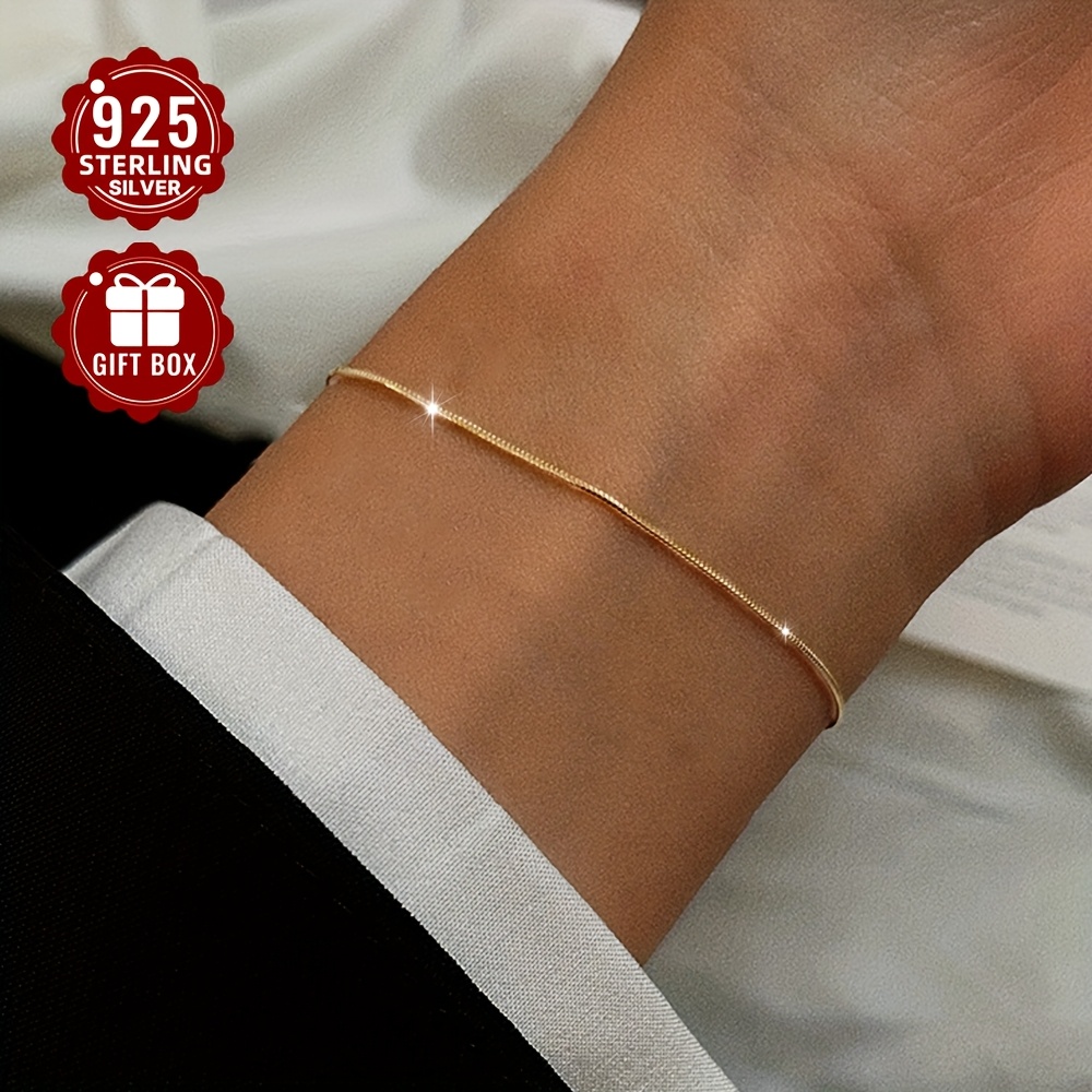 S925 Pure Silver Personalized Round Snake Bone Chain Bracelet