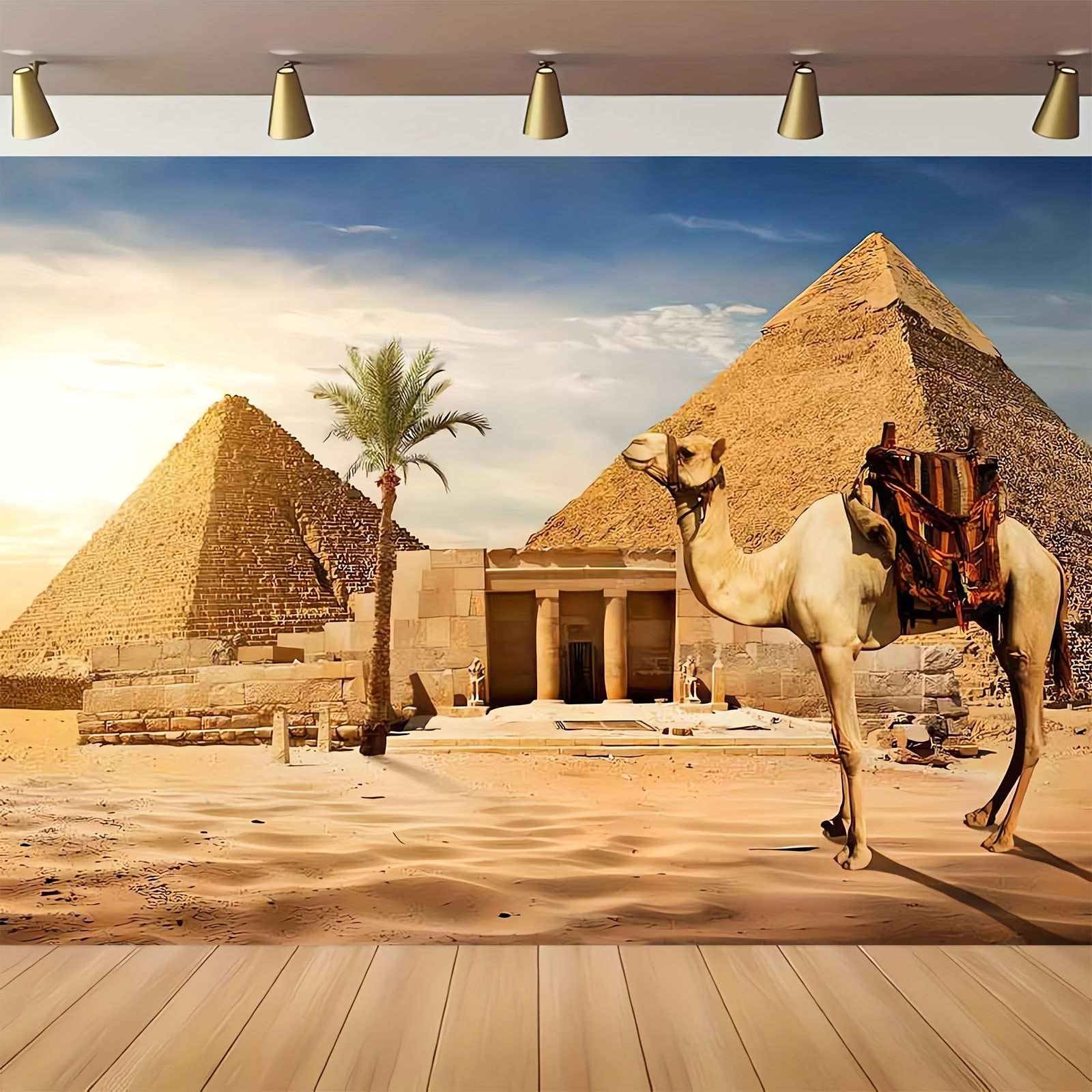 1pc pyramid backdrop     country egypt pyramid camel photography backdrop photo photography background props studio indoor decorations 0