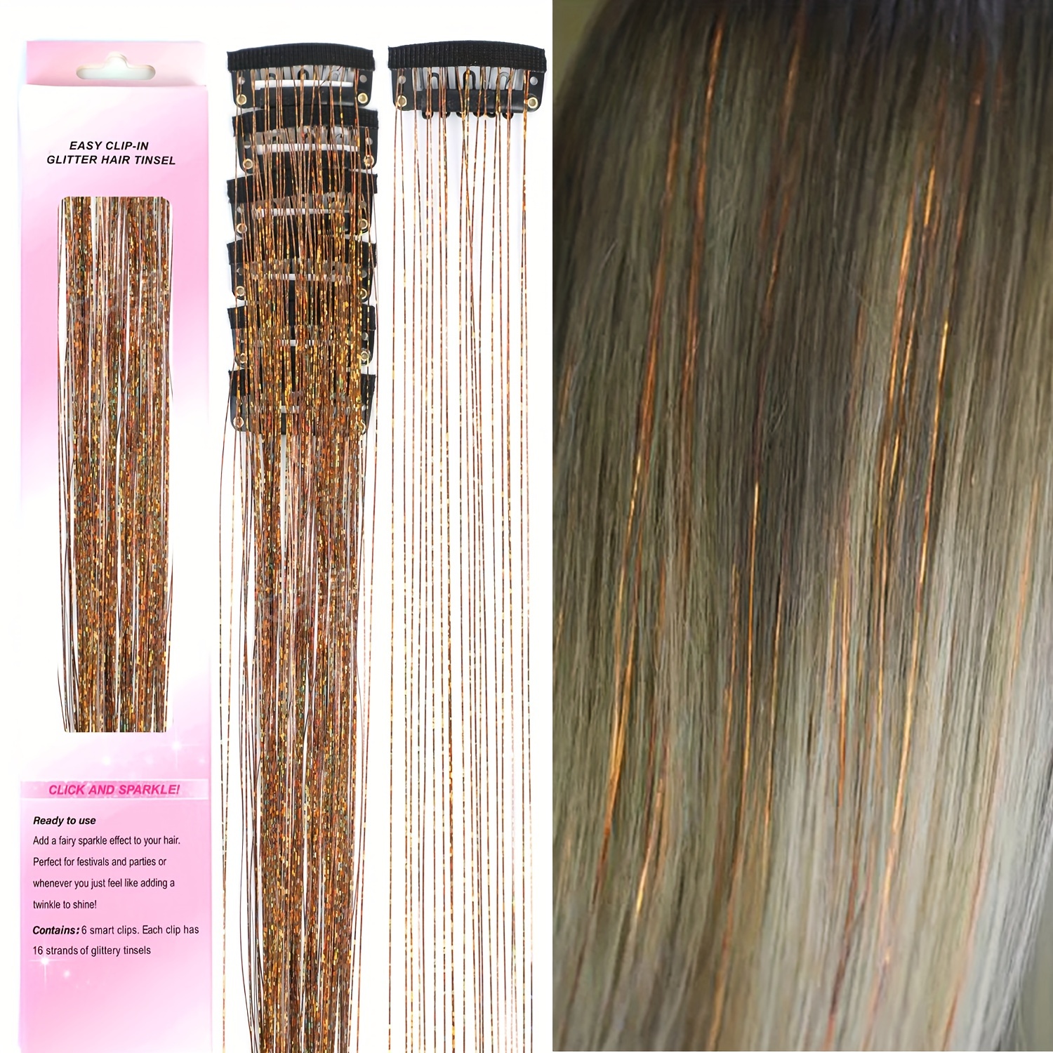 Kit Capelli Fili Tinsel 20 Pollici Estensioni Capelli Tinsel - Temu Italy