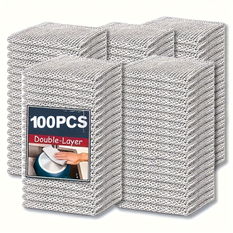 TEMU 100pcs Reusable Laundry Mesh Cleaning Pads - Durable Pads For Kitchen, Bathroom, And Dining Areas. Design For Grease Removal. With Textured Surface And Sturdy Construction. Home Goods.