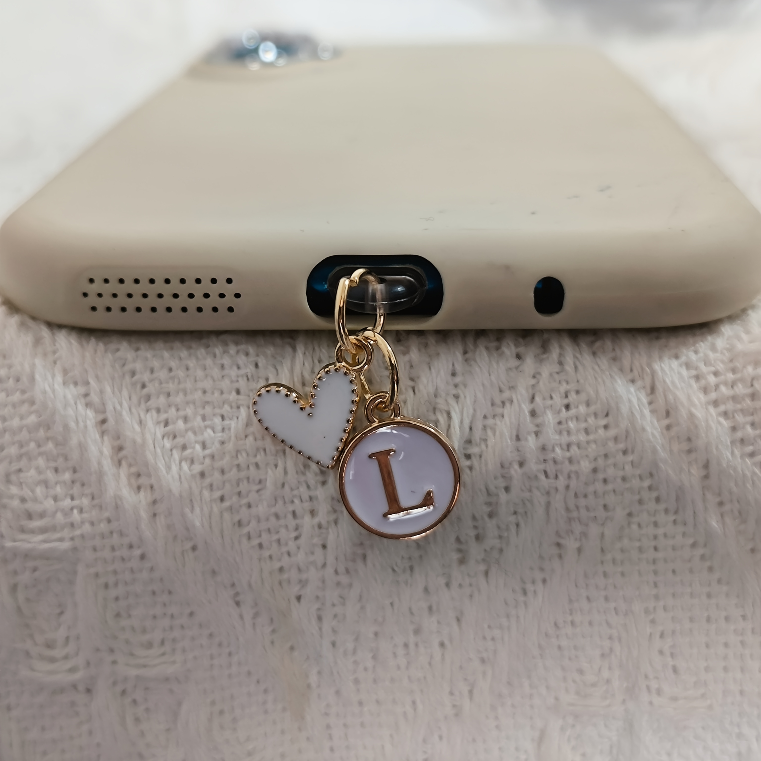 TEMU 1pc Dual-sided Phone Dust Plug With A-z Letters & Heart Shapes - Compatible For Iphone, Type-c Smartphones, Charging Port Protector Cover, Diy