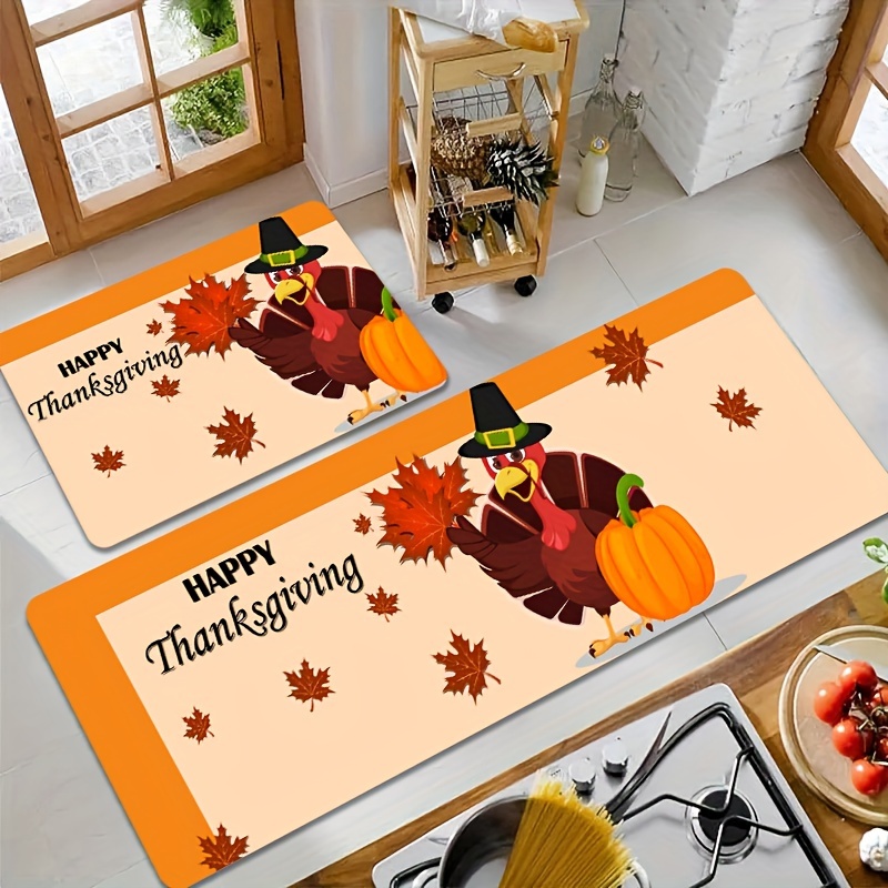 

Thanksgiving Turkey-themed Area Rug - Machine Washable, Perfect For Kitchen, Living Room, Bedroom & More - Festive Indoor Decor