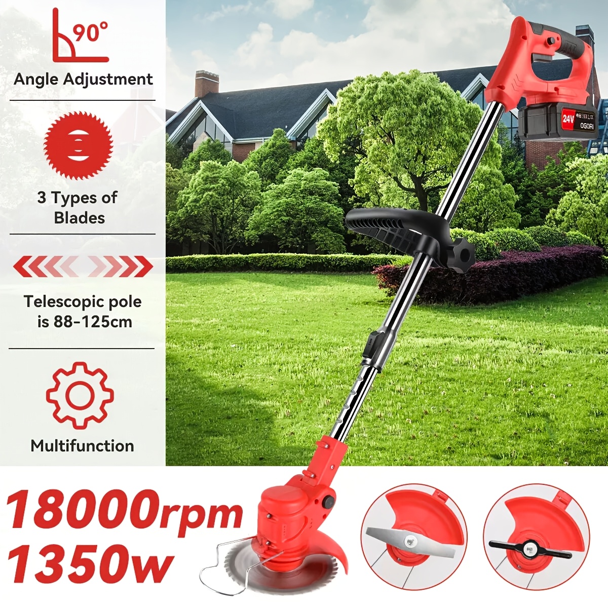 Cordless Grass Trimmer with 2 Batteries - Heavy-Duty Electric Weed Cutter, Lawn Edger & Tree Trimmer - Powerful Motor, Long Reach Shaft, Lightweight Design for Professional & Home Gardening - Compatible with 18V Batteries () - Ideal for Residential/Commercial Use, Weeder Trimmers, Outdoor Maintenance Tool, Ergonomic Handle, Durable Construction, Landscaping Professionals, Garden Edging, Compact Trimmer, Sturdy Build, Landscaping