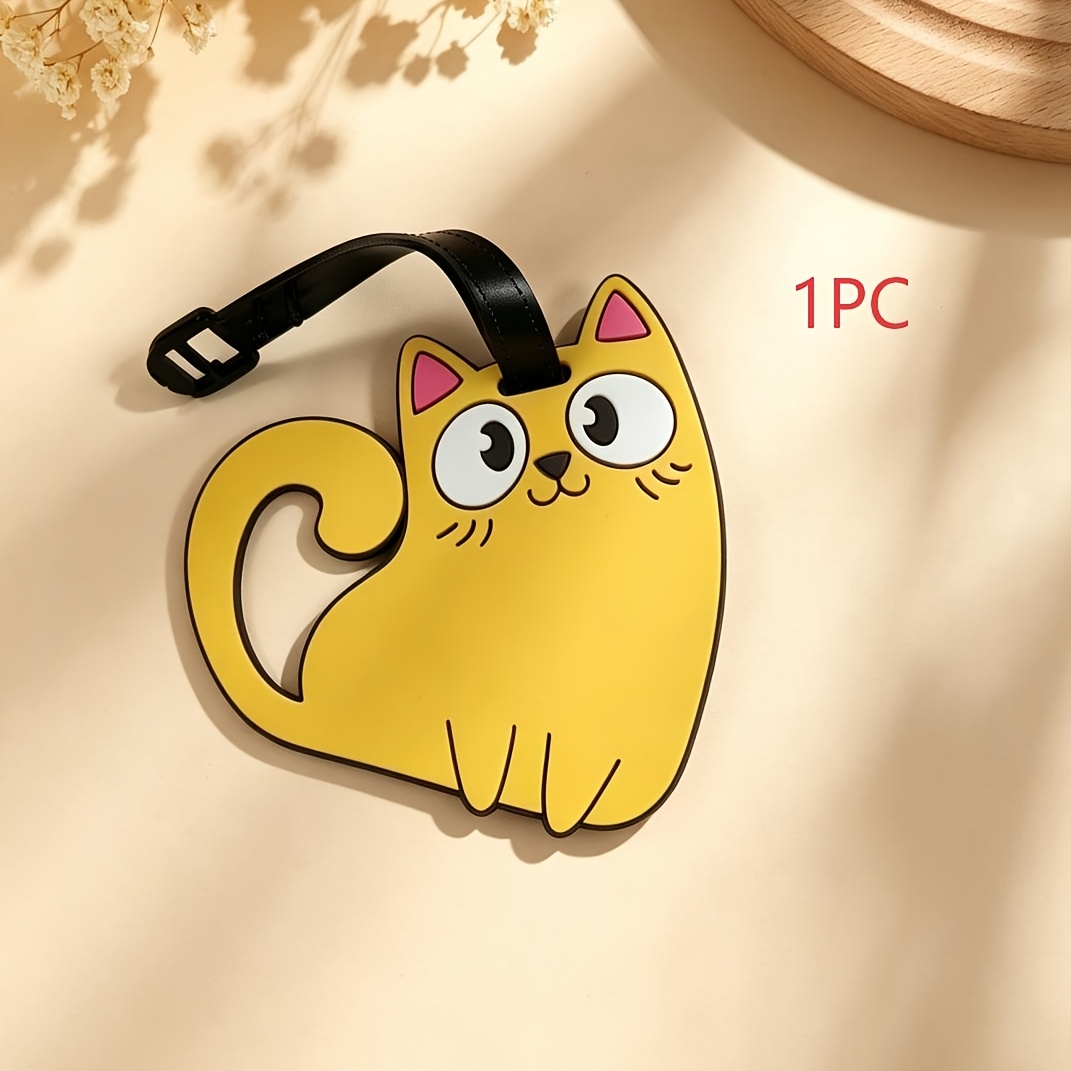 Macaron Solid Colour Cat PVC Travel Luggage Tag