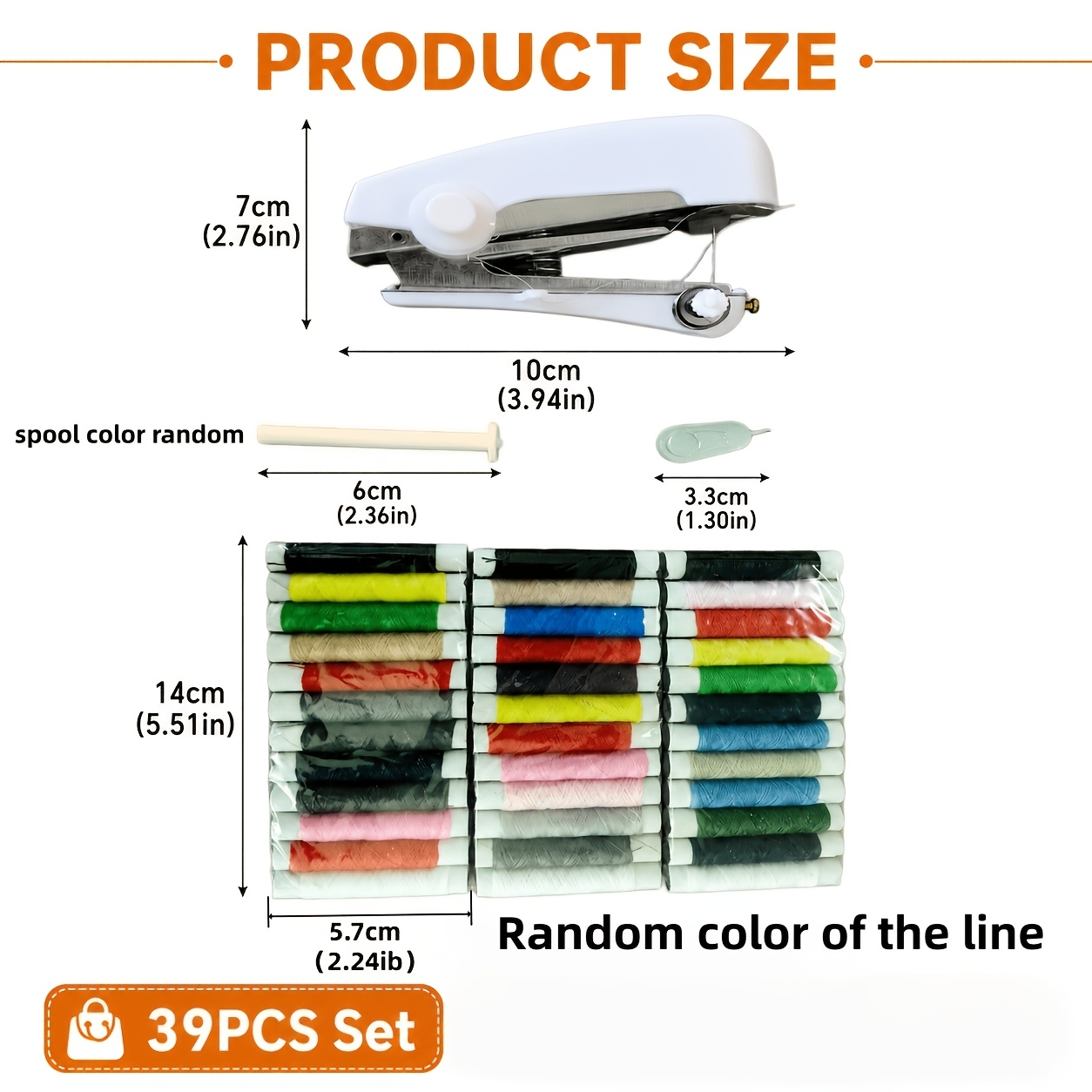 TEMU 39pcs Portable Handheld Mini Sewing Machine Set | Home Use (lightweight Manual Sewing Machine And 36pcs Random And 1pc Thread Spool Needle And