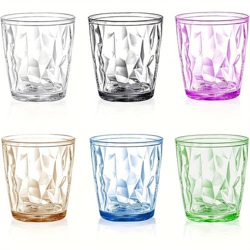 3 6pcs 6 random colors 280ml indestructible drinking cups shatterproof water dispenser acrylic hard plastic cups reusable kitchen cups suitable for juice and beer home office restaurant bar use
