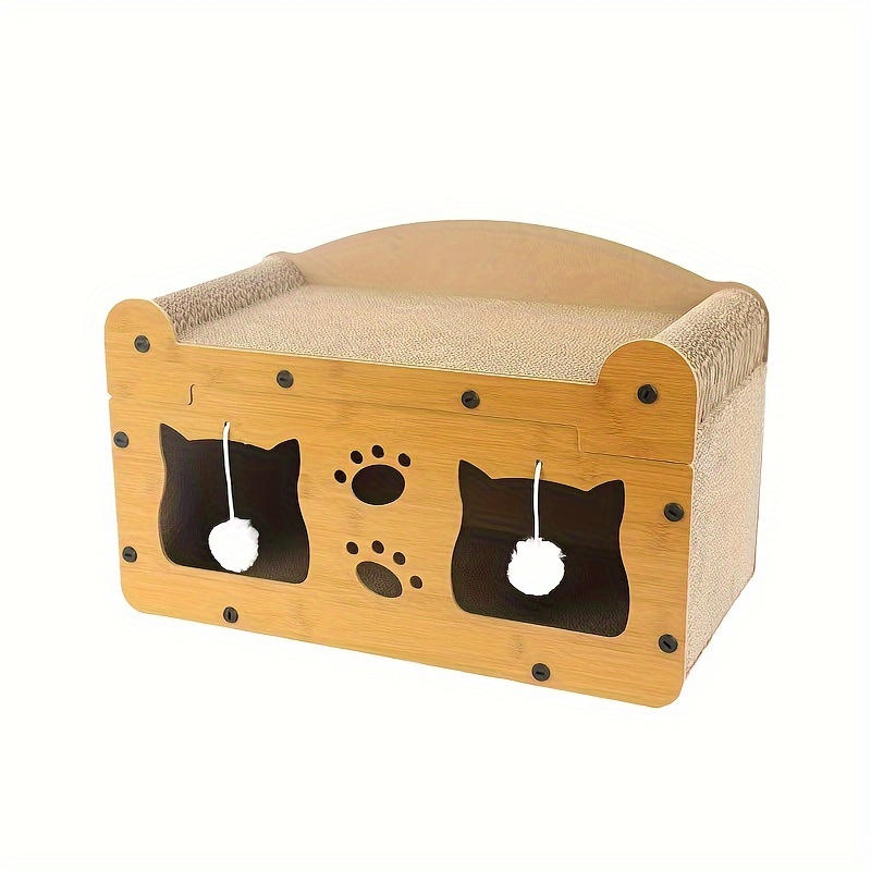 TEMU Durable Double-layer Corrugated Cat Scratcher, Vertical Cat Pet Bed, Scratch- All- Cat Playballs - Cardboard Material