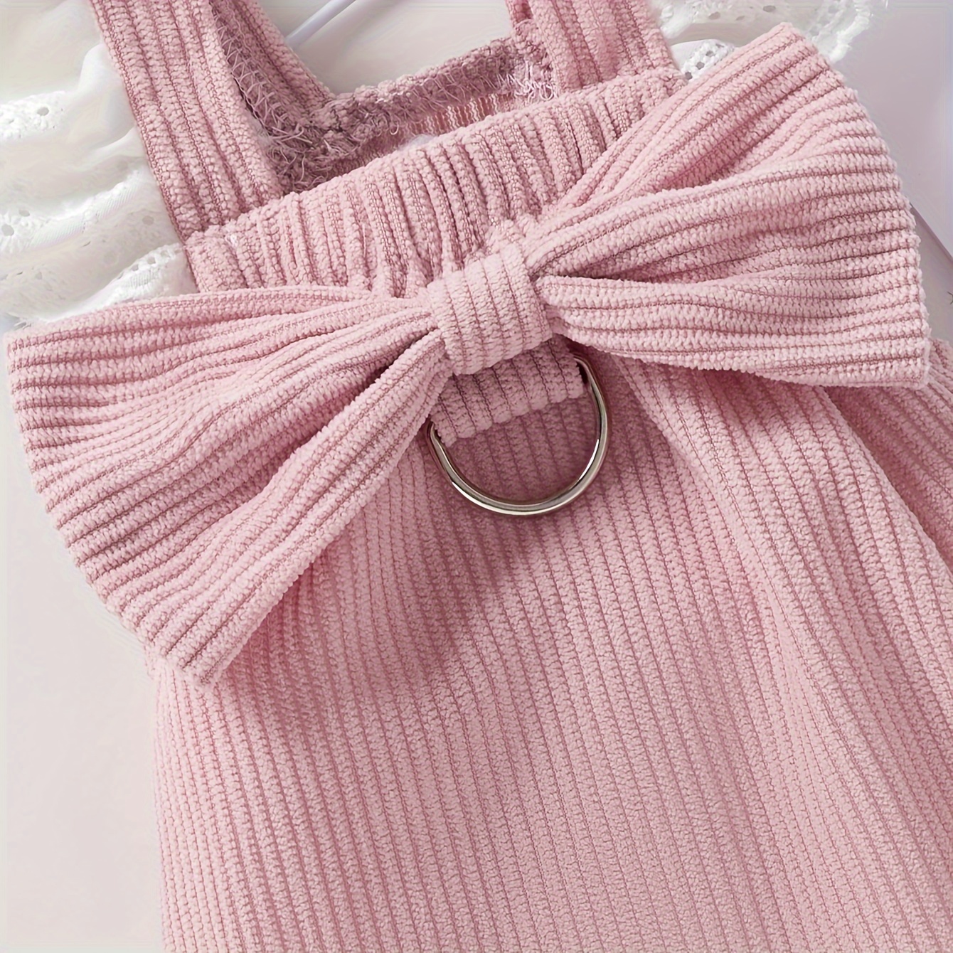 chic bow knot flannel pet dress with leash ring elegant lace trim sleeveless dog dress for small breeds all season pullover style polyester dog princess costume for autumn and winter 3