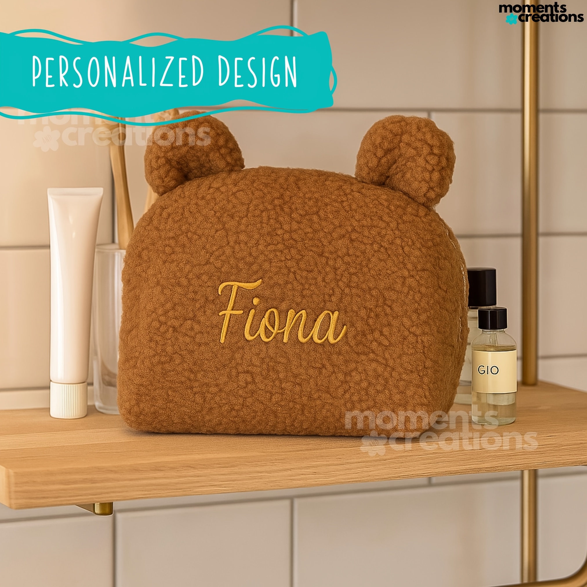 TEMU Mignonne Trousse de Rangement en Peluche d', Pochette de Rangement Personnalisée avec Nom Brodé, Cadeau d'Anniversaire Unique et Parfait pour