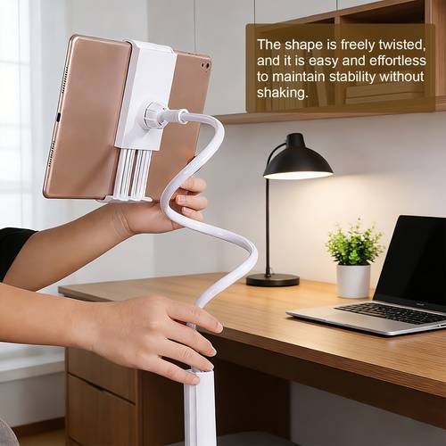 360 adjustable gooseneck holder for phones and tablets single unit stable and flexible clip 70cm long suitable for desk and bedside use