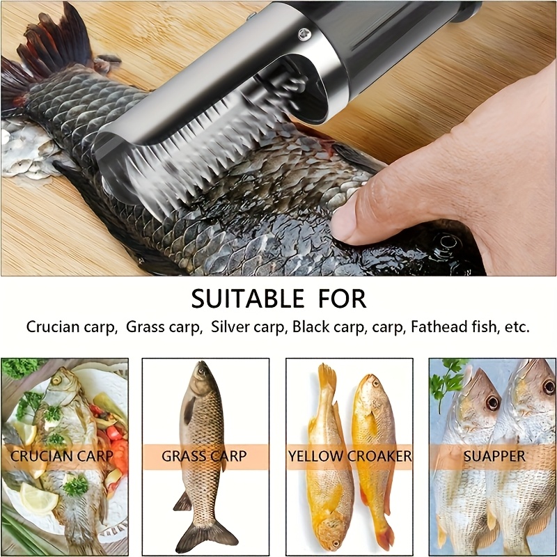 portable scale remover stainless steel usb rechargeable fish scale remover suitable for seafood kitchen essential modern kitchen tool durable kitchen utensil Product details 3
