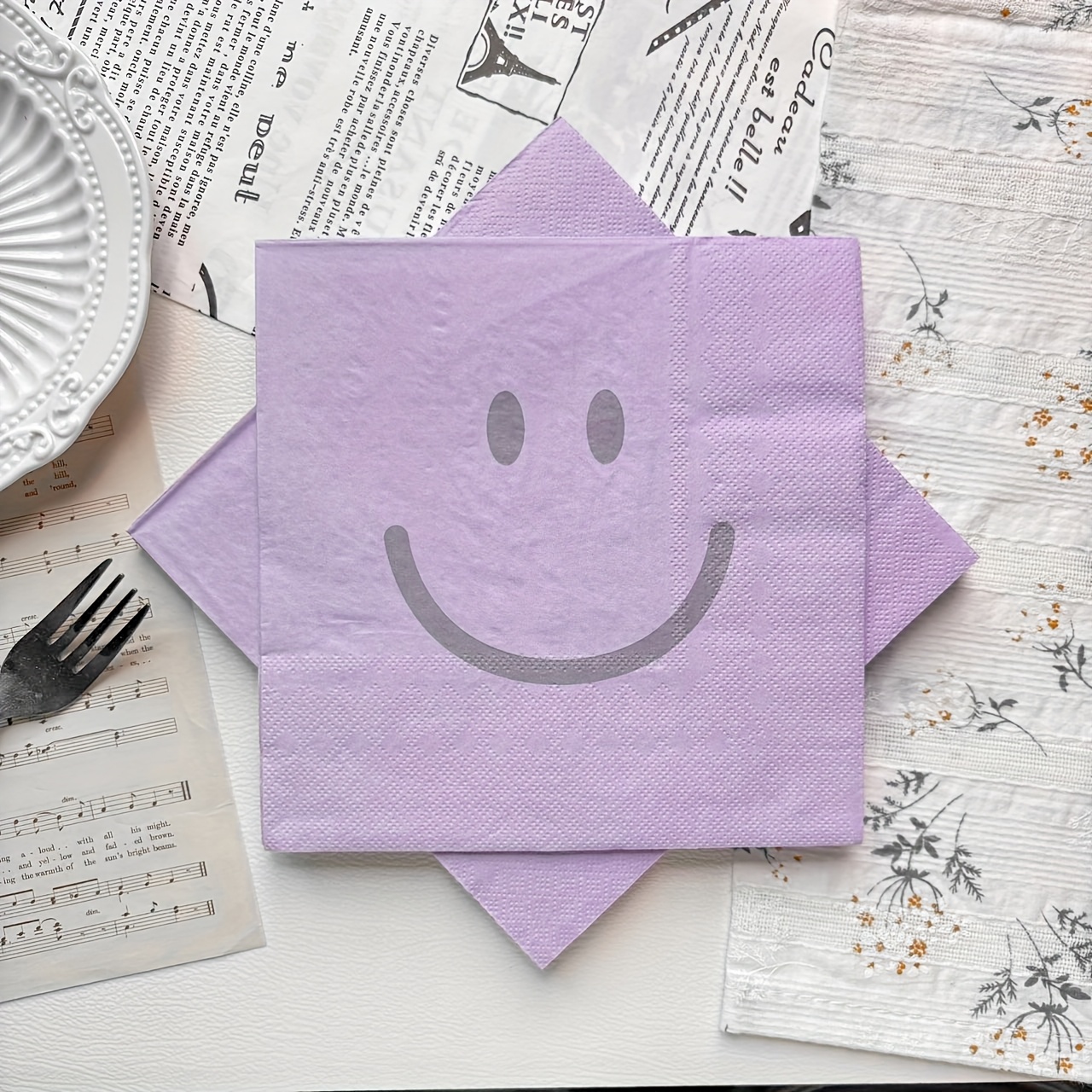 Image of Light Purple Party Napkins, Suitable For Birthday Parties, Theme Parties, Anniversaries, Celebrations, Etc., Disposable Table Items For Hotels, Restaurants And Bars