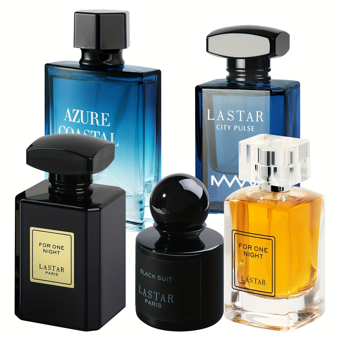 Image of [ Set ] 5 Bottles Of Different Styles Of Perfumes, Including Fruity, , Patchouli&vanilla, Cologne, Men's Eau De Toilette. Each Bottle Offers A , Perfect Gifts For Men, Father's Day Gift, Total 240ml
