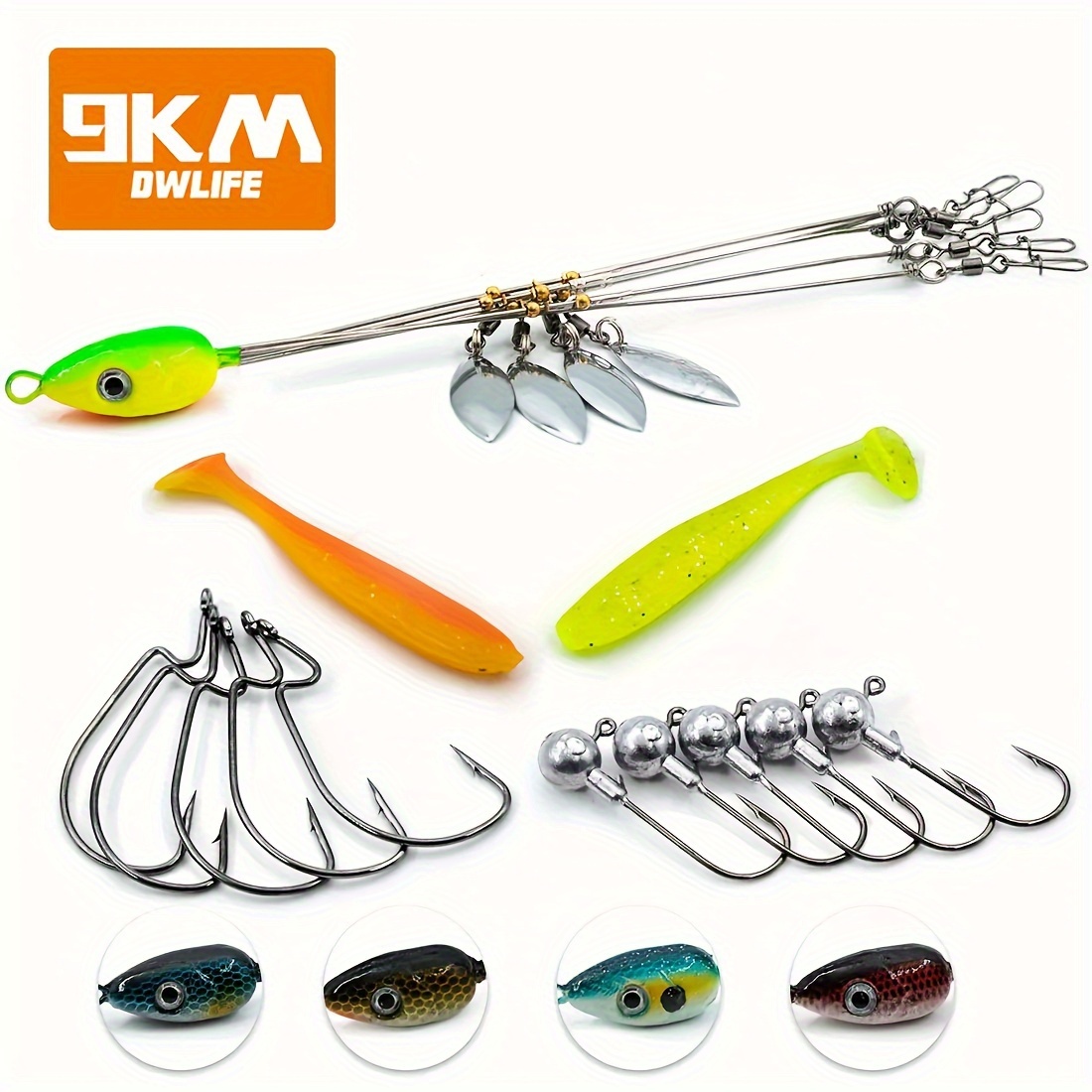10pcs Weedless Rig With Soft Paddle Tail Swimbait And Willow Sequin Fish  Hook 7g Random Color Perfect For Catching More Fish, Save Money On Temu