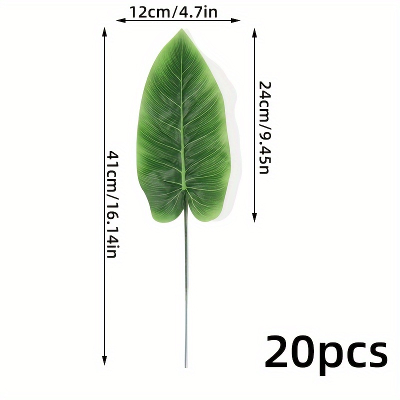 TEMU 20pcs Realistic Artificial Banana Leaf Branches, Polyester Palm Leaves For Home & Garden Decor, Wedding, Engasynthetic Gemstoneent, Christmas,