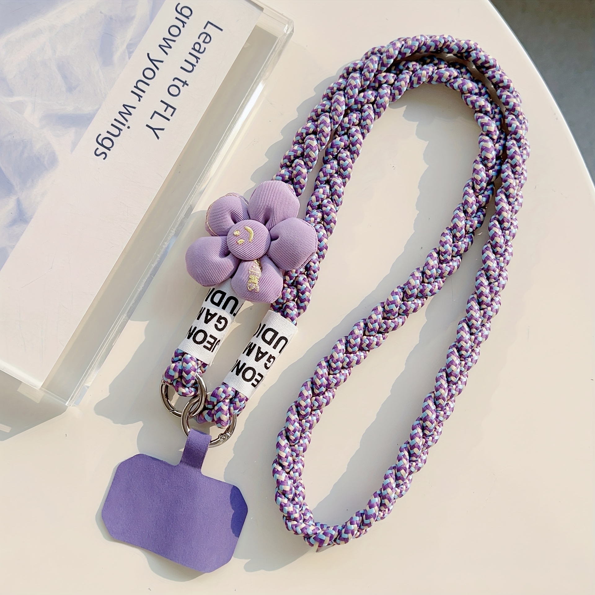 TEMU Five-petal Flower Woven Rope Wearable Crossbody Bag Style Lanyard Crossbody Phone Case Universal Pad Anti-loss Rope