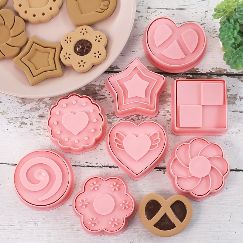 

8pcs Valentine's Day Cookie & Chocolate Mold Set - Vintage Heart Shaped Baking Tools For Cookies, Fondant & More - Plastic Kitchen Gadgets