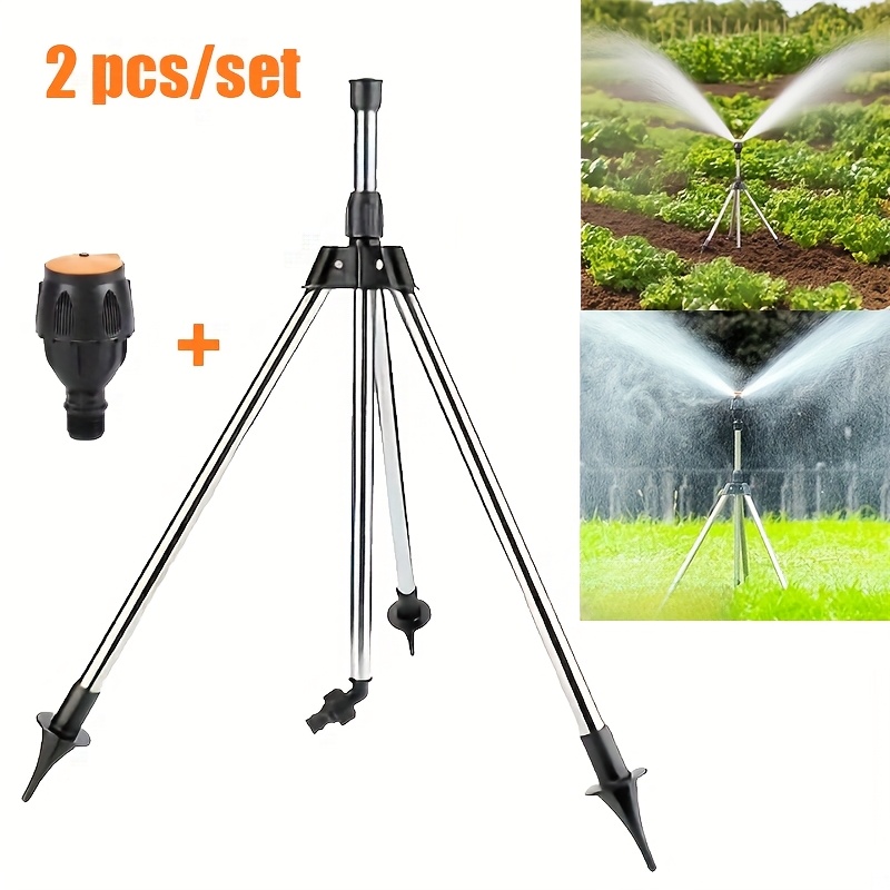E-shop 2 Stk. 360° drehbarer Sprinkler mit verstellbarem Teleskop-Stativ, automatischer rotierender Garten-Rasensprenger, große
