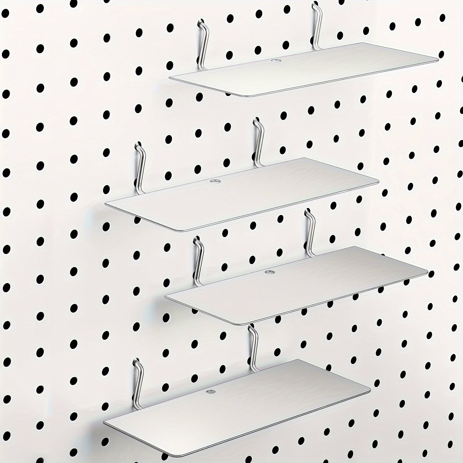 

4pcs Metal Pegboard Storage Trays, 7x3" Wall-mounted Organizer Shelves For Craft Room, Garage, Kitchen & Bathroom - Hanging Accessory Racks, Utility Shelves