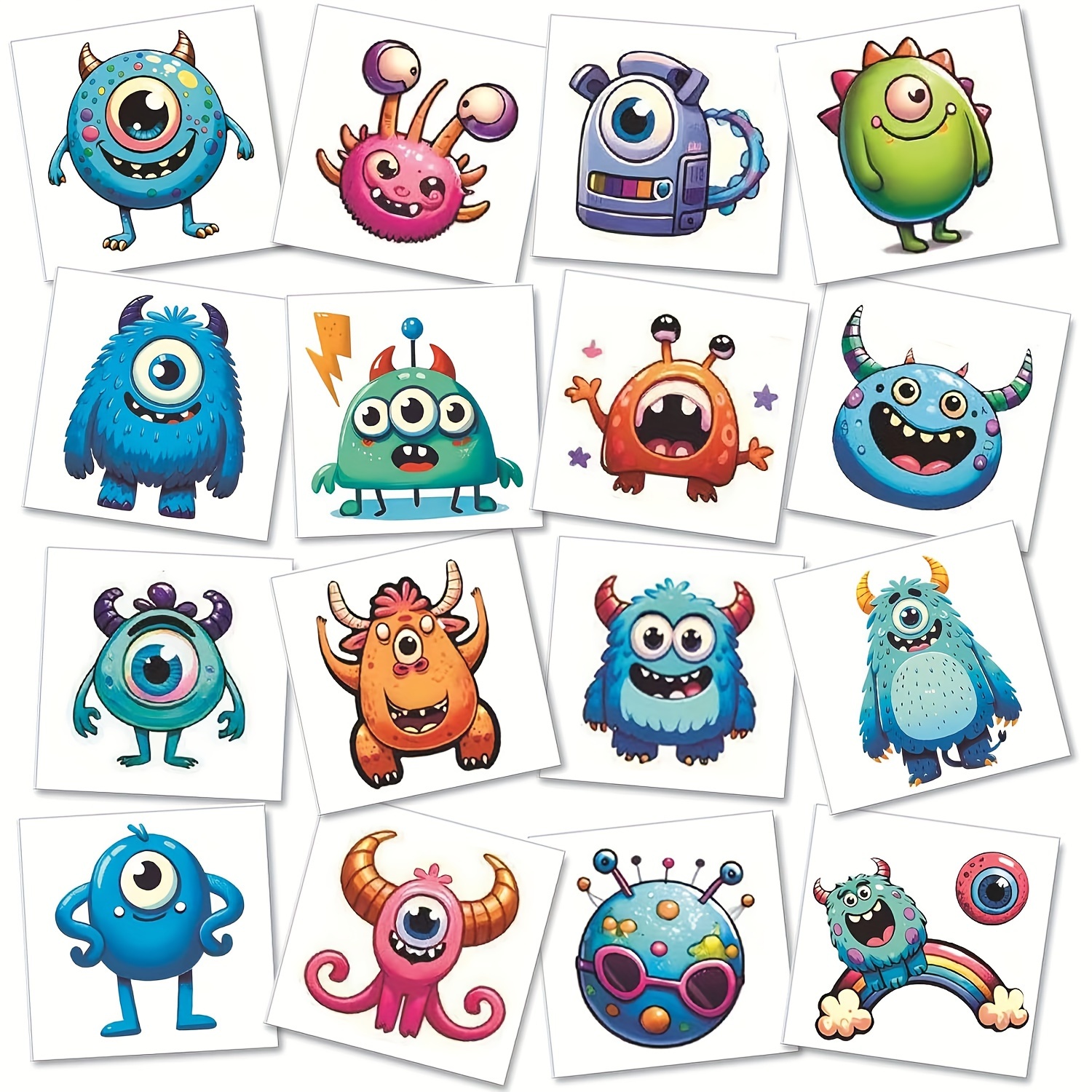 

Monster Temporary Tattoo, 12 Sheet Cute Waterproof Little Monster Tattoo Sticker, Birthday Christmas Party Gift