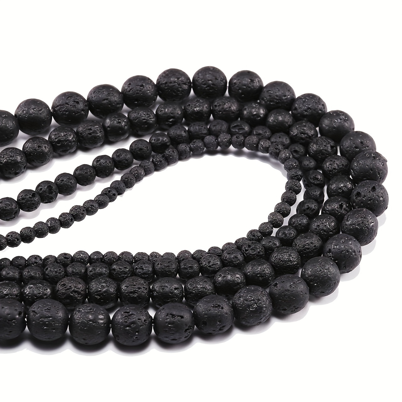 

Natural Black Volcanic Stone Round Beads, Suitable For Men And Women, Bracelets Accessories Making Supplies