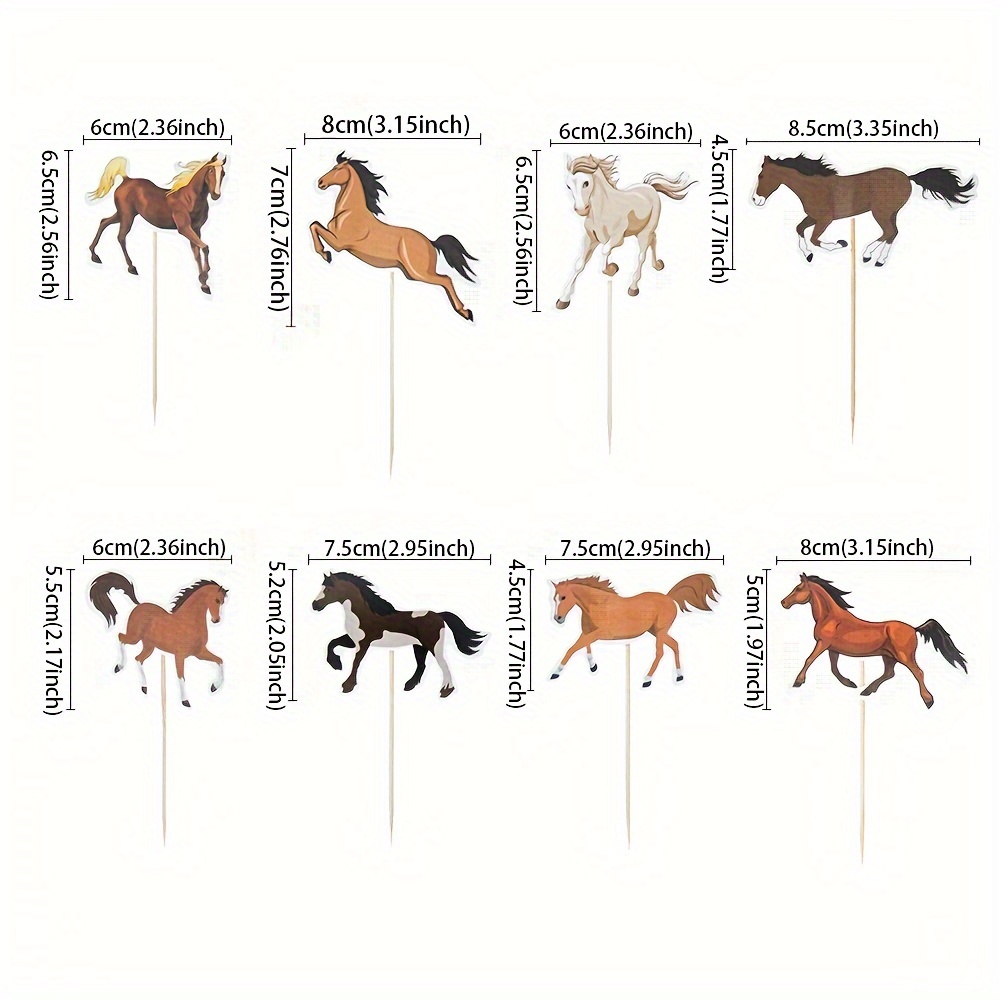 8pcs, Horse Cupcake Toppers, Horse Racing Cupcake Toppers, Equestrian Race  Theme Baby Shower Birthday Party Cake Decorations Supplies Birthday Decorat