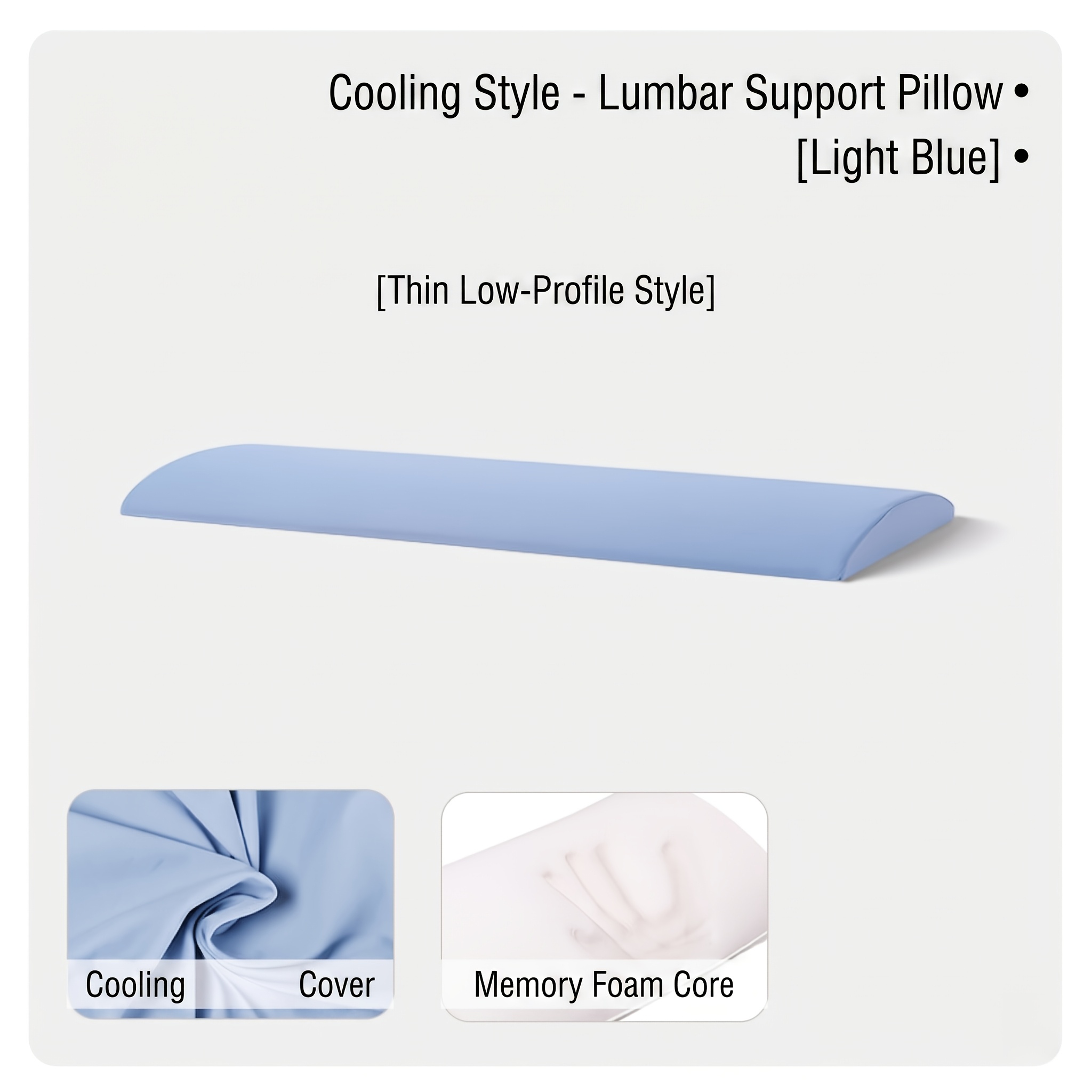 TEMU Oreiller lombaire pour le sommeil, coussin de de lit à profil bas de 3 cm pour dormeurs sur le dos et sur le côté, oreiller de taille