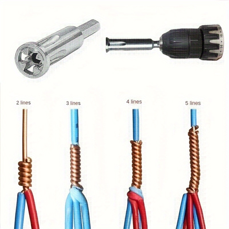 

Electrician's Quick-strip Wire Twisting Drill Attachment - Metal, 4.0mm², Efficiency Tool