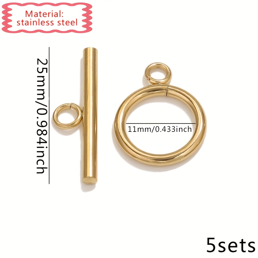 TEMU A Pack Of 5 Pairs Of 304 Stainless Steel Ot End Clasp Closures For Necklaces And Bracelets, Polished Round Ot Clasps For Accessories