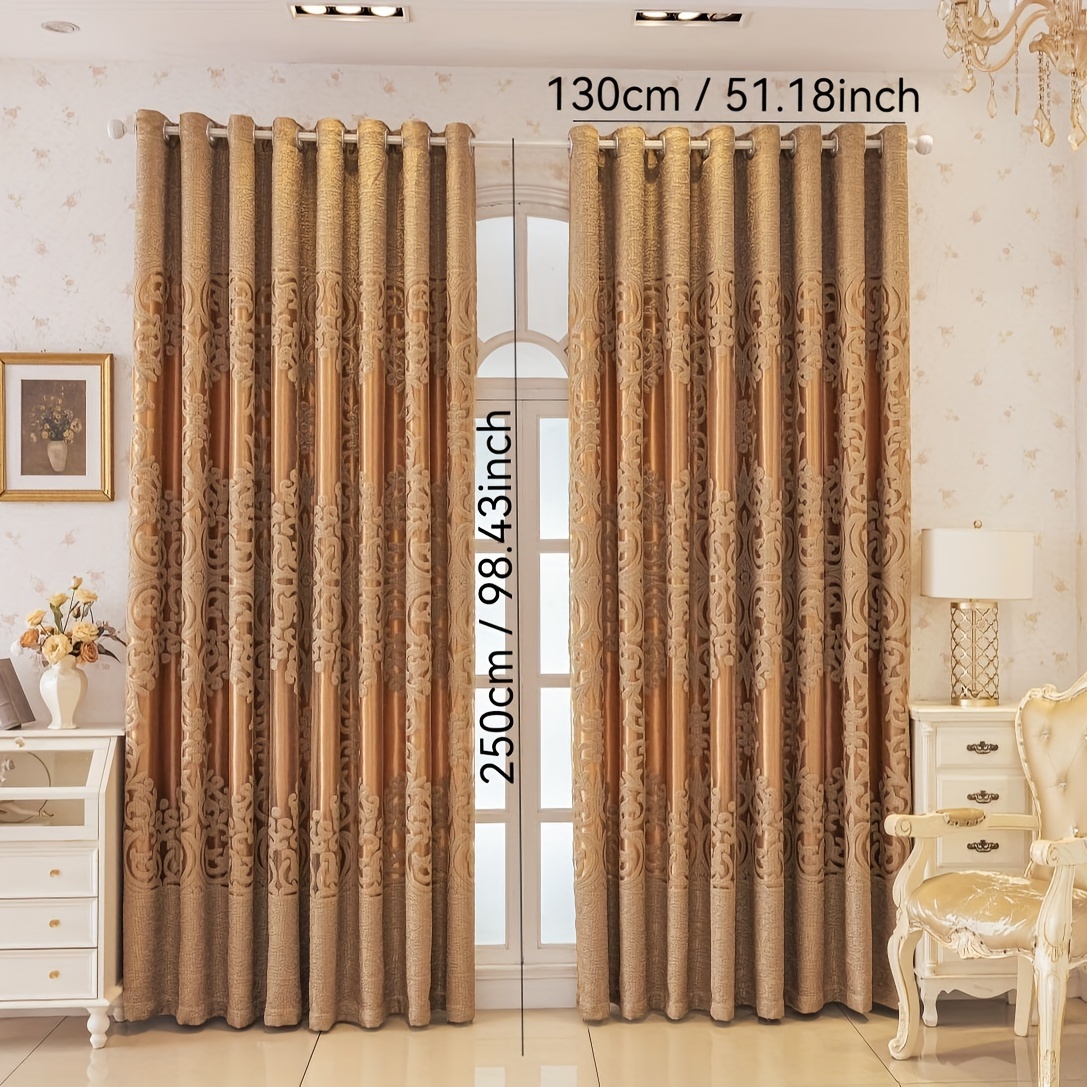 TEMU 2pcs (Européen-Américain-Français) Rideau d'ombrage double couche adapté à une installation facile avec des trous de perforation pour salon,