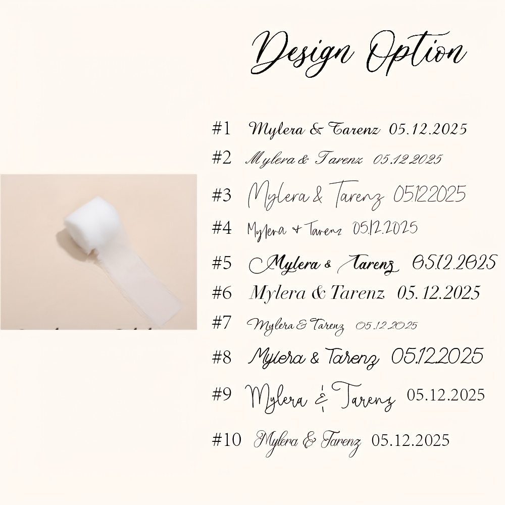 TEMU A Personalized 55cm Wedding Bouquet Ribbon That Customized, Suitable For Or Decorations, With To Add The Couple's Names And Date - An Elegant
