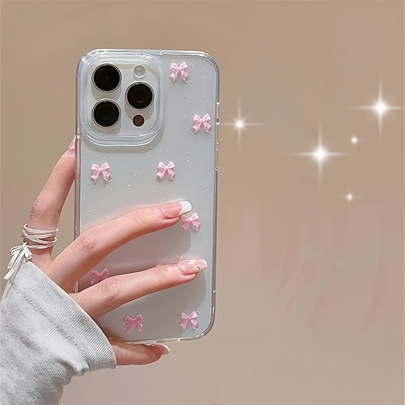 

Cute Little Pink Bow Glitter Gel Phone Case For Phones