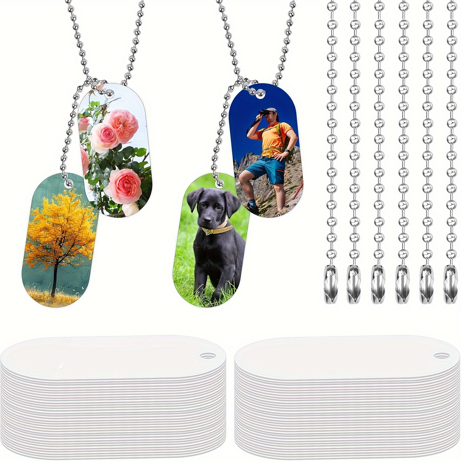 

40pcs Bulk Aluminum Sublimation Blanks With Ball Chains - Double-sided Dog Tags & Jewelry Pendants For Diy Crafts, Gift Labels, And Accessories, Necklace Pendants|dog Tag Design| Surface