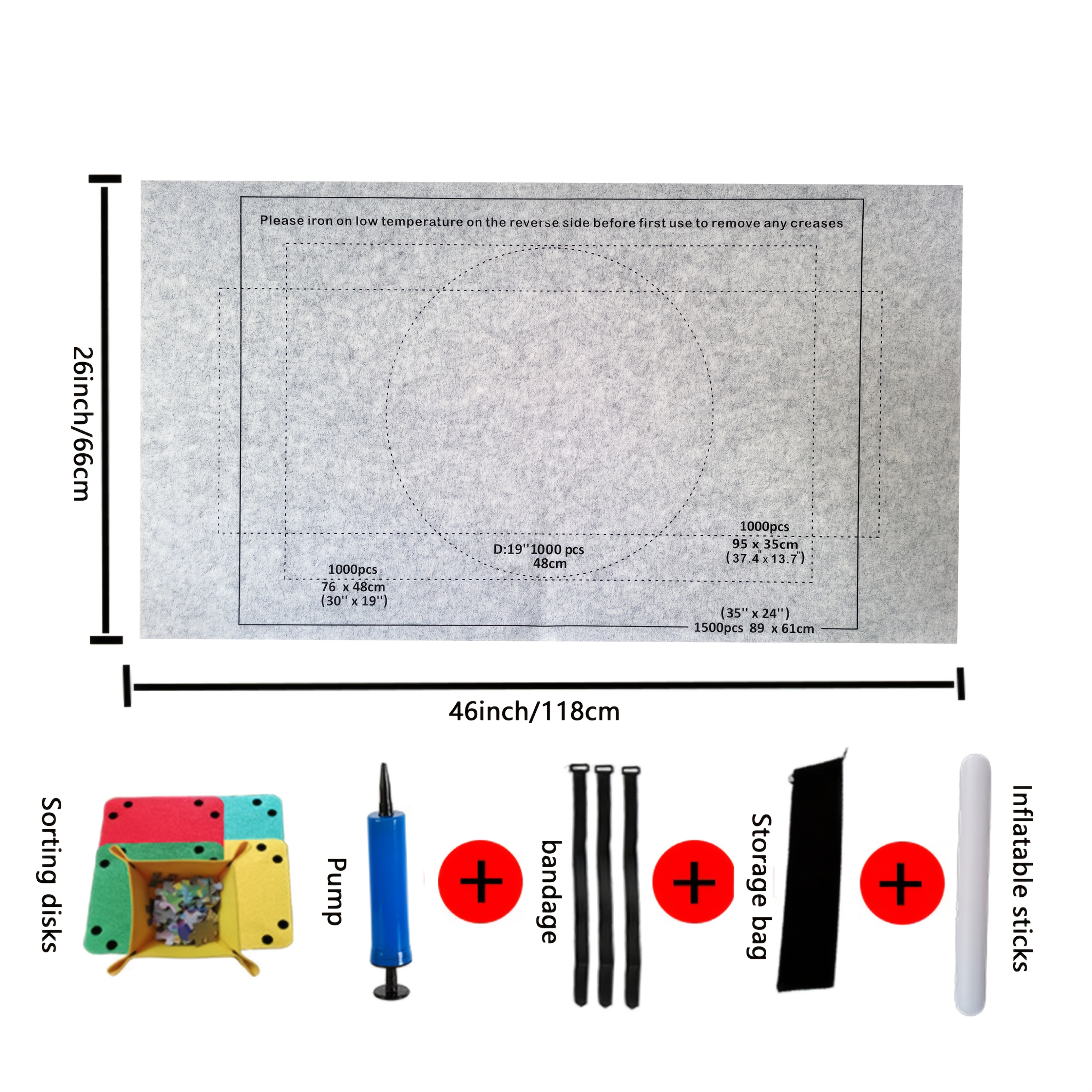 Tapis De Rangement Pour Puzzle - Rouleau En Feutre + Tube Gonflable - Pour 500 à 3000 Pièces - Dimensions 140x100 Cm - Avec Plateaux Et Sangles - 6