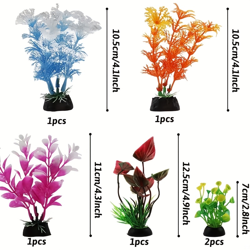 TEMU 6 Plantes Décoratives pour Aquariums, Améliorateur de pour Aquarium, Plantes Miniatures en Plastique, Adaptées aux Environnements Aquatiques