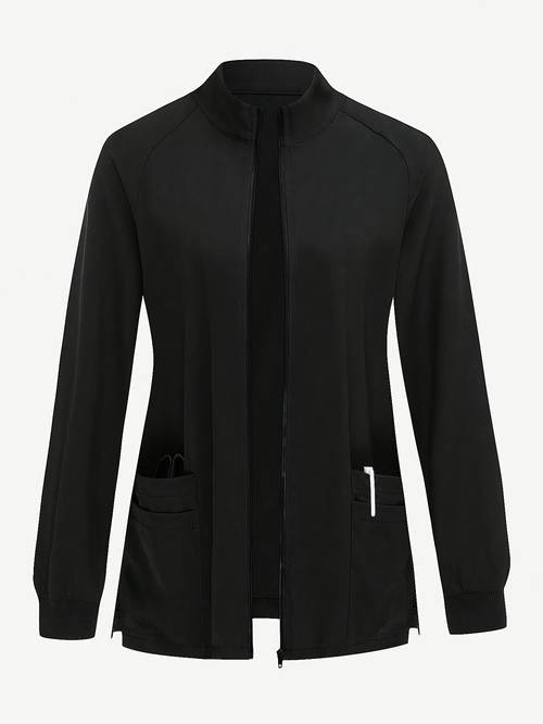 schwarze jacke mit mehreren für frauen - stilvolles scrub-outdoor für laborassistenten, krankenschwestern und schönheitssalons