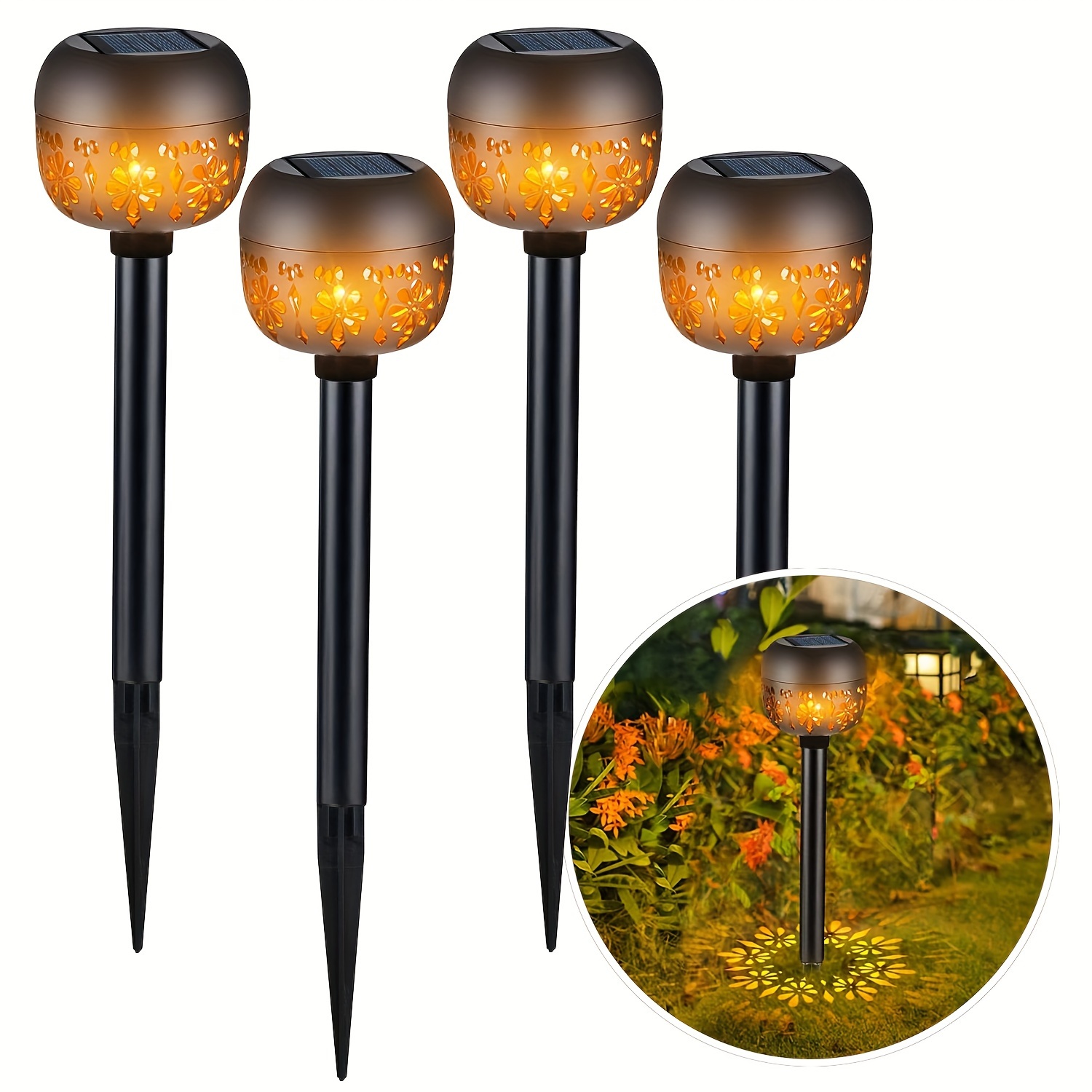 Image of 2/4pcs Solar Led Lawn Projection Lights, Unique Projects Of , Outdoor Solar Garden Landscape Lights, Suitable For Courtyards, Gardens, , Patios, , Lawns, Landscape