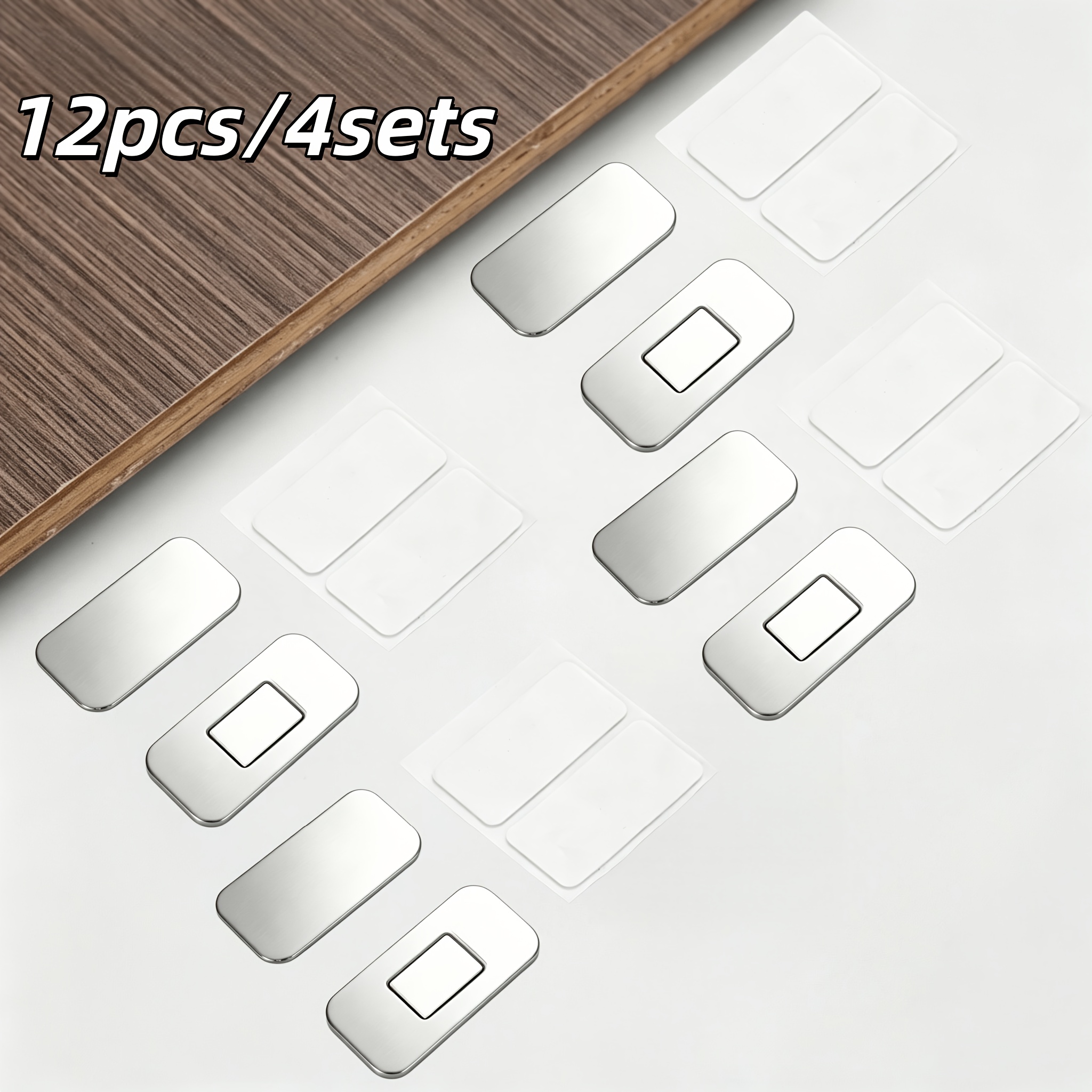 TEMU 12pcs/4 Sets Loquets Magnétiques pour Portes de Placard, Loquet de Porte Aimant Puissant , Installation Perçage, Attache de Porte de Tiroir de