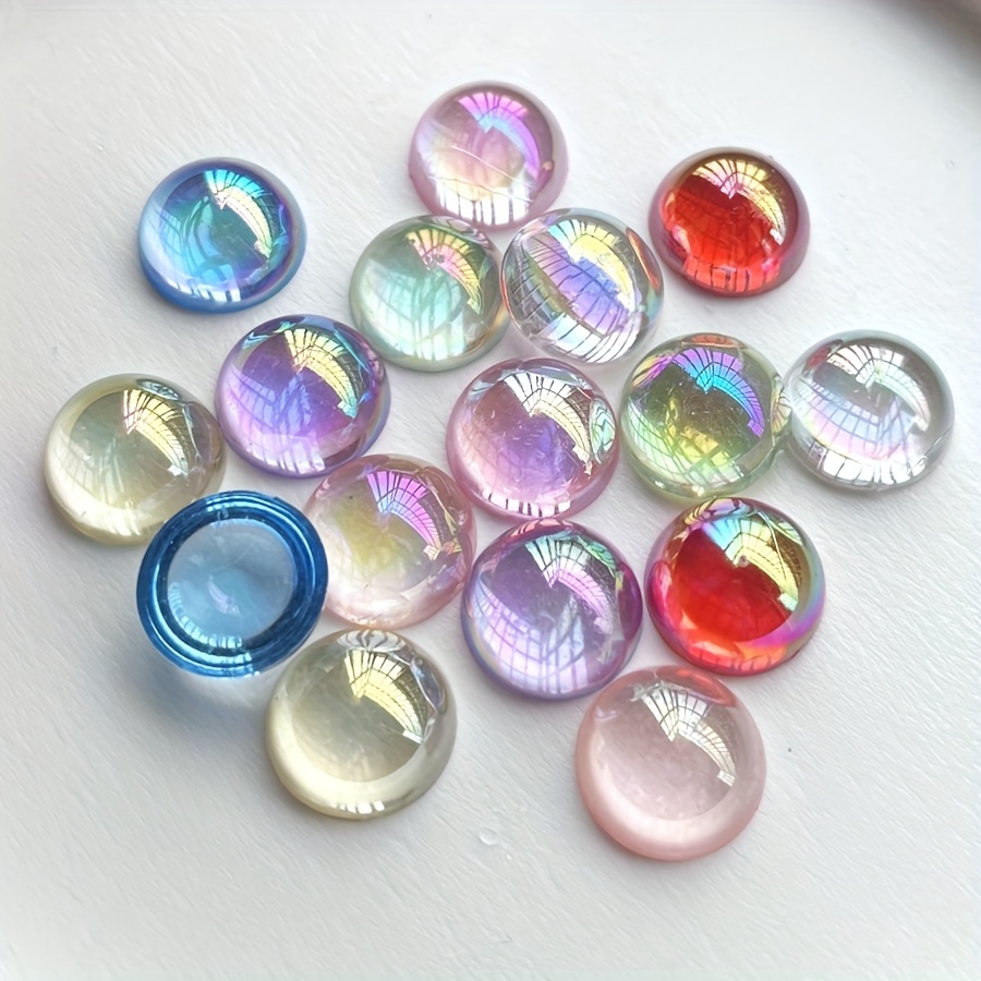 

25pcs 16mm Ab Color Acrylic Beads Glossy Round Beads Diy Jewelry Decoration Flat Back Semicircle Decoration Beads