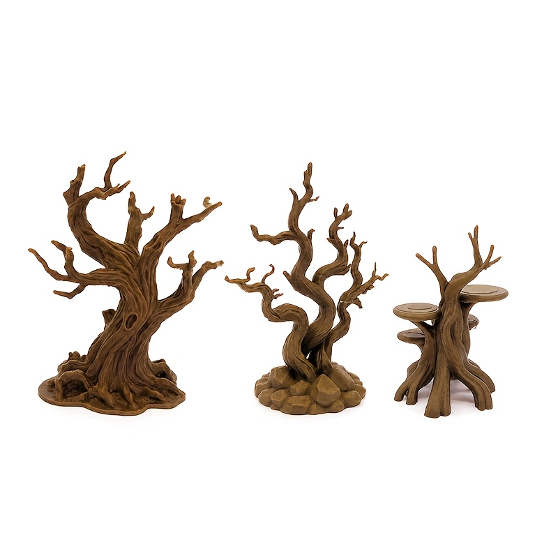 TEMU 3 Styles Twisted Dead Tree Reptile Climbing Decor, Resin Mini Diorama Prop, Multi-tier Jewelry & Figure Display Rack
