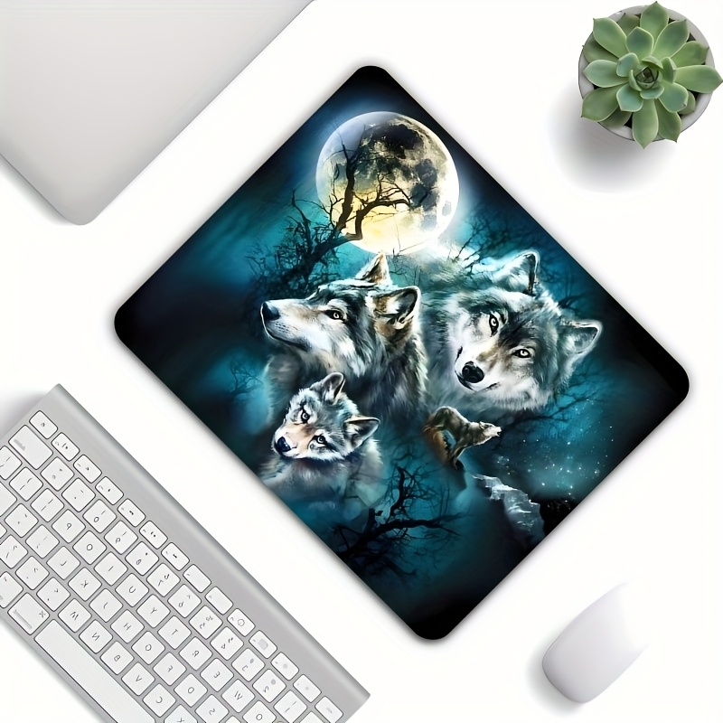 Wolf Pack Forest Moonlight Non-Slip Rubber Gaming Mouse Pad - Smooth Gliding Surface, Mystical Night Scene Design, Square Desk Mat for Office, Laptop & Desktop, Mouse Pads for Desk